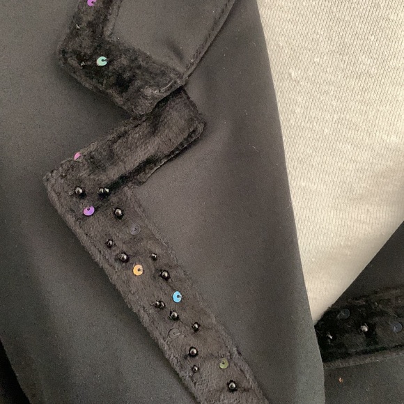 Vintage black blazer. Velvet and sequin trim. Unique - Picture 3 of 5
